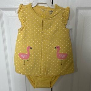 Polka dot flamingo onesie/dress
